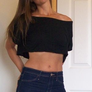 Black Crop top, Short Sleeves, Small to Medium